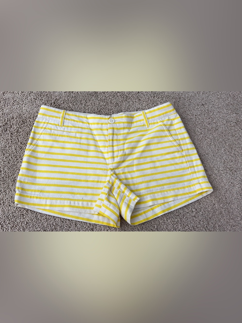 GAP Yellow and White Striped Women’s Flat Front Shorts